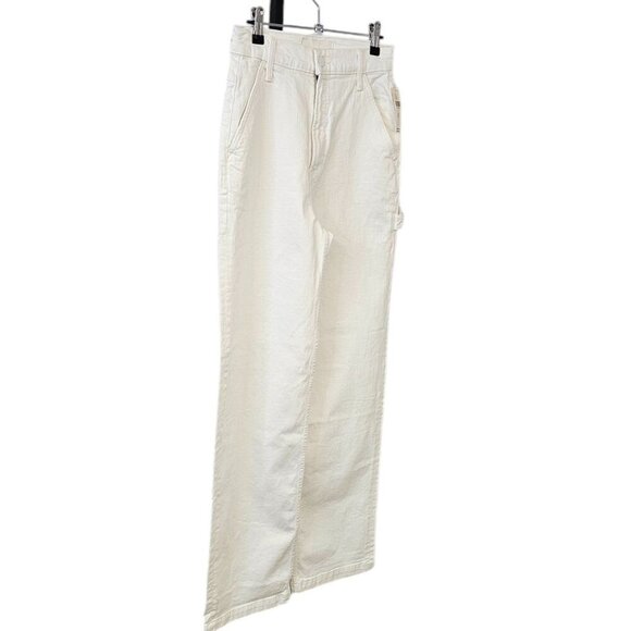 MOTHER The Stud Finder Sneak High-Rise Wide-Leg Jeans, Carpenter, White, 25, NWT - Picture 14 of 14